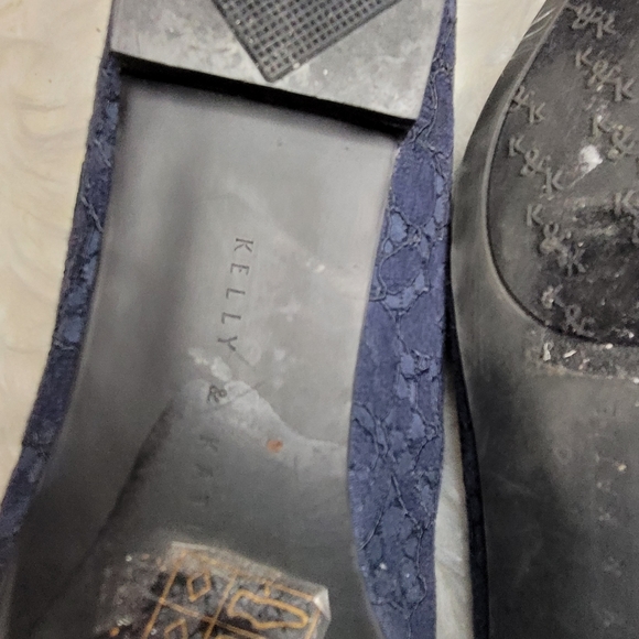 Katie and Kelly Lovelian Flats, Navy Blue, Jeweled Pearl Brooch, Slip on Loafers - Picture 10 of 11